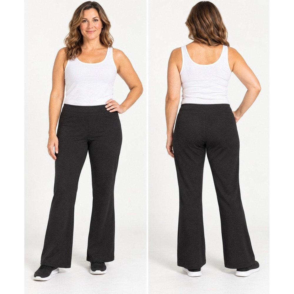 Chicos Pull On Pants Size 2 Short Charcoal Black Yoga Travel Large